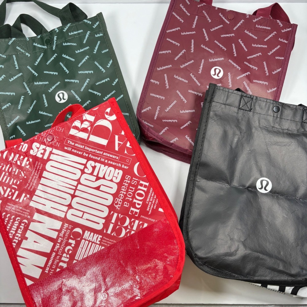 Lululemon Unisex Small Reusable Shopping Tote Bag Set of 4 Reusable Sustainable